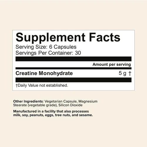 Vista 4 de Great Lakes Wellness Cápsulas de monohidrato de creatina, 180 unidades (suministro para 30 días), 5000 mg de creatina pura por porción, desarrolla