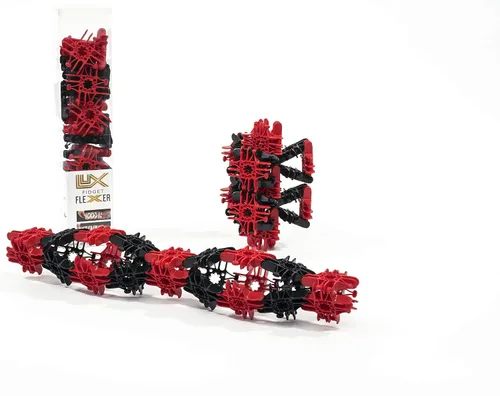 Vista 5 de Lux Blox Juego de juguetes flexibles para ansiedad (30 piezas) con bloques de construcción flexibles y versátiles rojo/negro