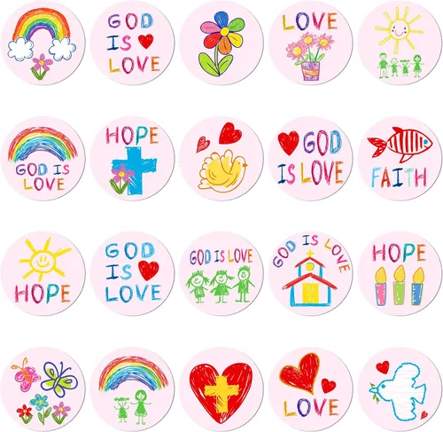 Vista 8 de Geyee - 600 calcomanías religiosas cristianas para niños, para el regreso a la escuela, Jesús en forma de fe, calcomanías de escuela dominical