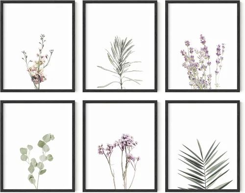 Vista 33 de HAUS AND HUES Pósteres florales y de plantas, juego de 6 impresiones botánicas, arte de pared de flores y plantas, decoración botánica