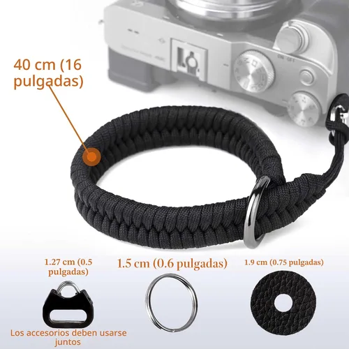 Vista 5 de AQAREA Correa de muñeca para cámara DSLR sin espejo, correa de mano de cámara de liberación rápida con conector más seguro (negro) con conector