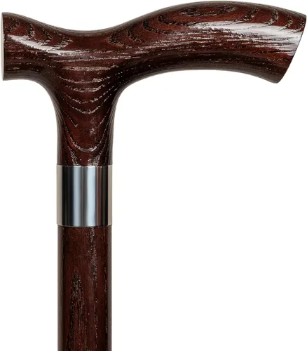 Vista 10 de Dr. Watson Classic Fritz - Bastón de madera de fresno hecho a mano con cuello de acero inoxidable pulido