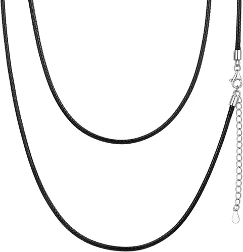Vista 20 de ChainsHouse Collar de Cuero Negro Trenzado Impermeable con Cierre, Cadena de Cuerda DIY para Hombre y Mujer para Colgante, Personalización a. 0.079