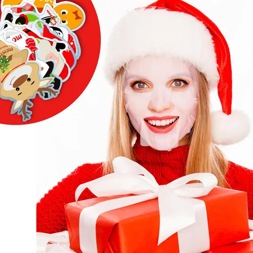 Vista 7 de Timgle 12 Piezas Rellenos de Calcetines de Navidad Máscaras Faciales a Granel para el Cuidado de la Piel Mascarillas Faciales en Hoja Regalos