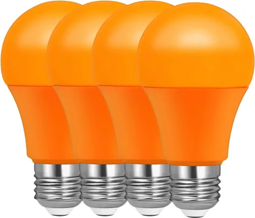 Vista 6 de Bombillas LED A19, base E26, 9 W (equivalente a 60 W), luz de porche para decoración de Halloween, paquete de 4