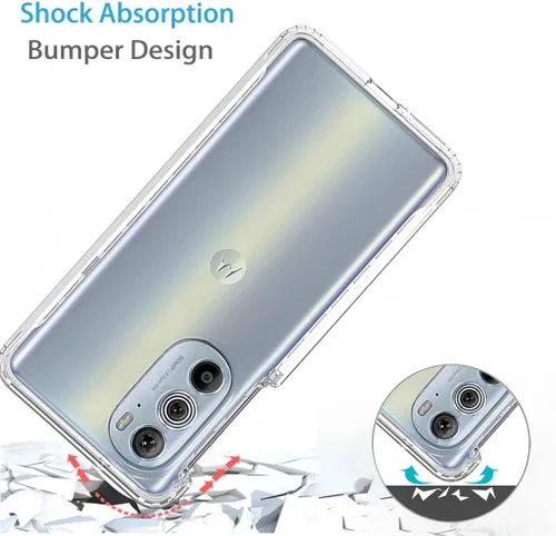 Vista 7 de Funda transparente compatible con Moto Edge + 2022/Edge 30 Pro/Edge X30 XT2201-1 con protector de pantalla de vidrio templado, bonita funda