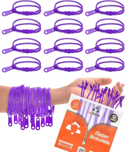 Vista 9 de UpBrands Paquete de 12 pulseras azules con cremallera de 7 pulgadas, recuerdos de fiesta inspirados en el océano para el Día Mundial de los Océanos