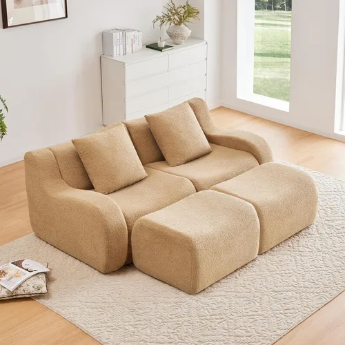 Vista 32 de Sofás de peluche sin hueso para sala de estar, juego de sofá modular negro con asiento profundo, sofá de gran tamaño, sofás para sala, cómodos sofás