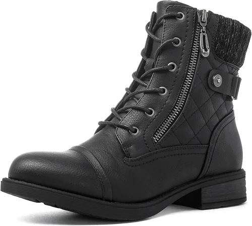 Vista 7 de GLOBALWIN Botas de combate para mujer, botas de combate de moda, botas de otoño para mujer, tacón bajo cómodo