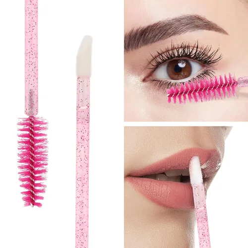 Vista 5 de 100 varitas desechables para rímel de pestañas de doble extremo, cepillo de labios, aplicador de lápiz labial, brocha para extensiones de pestañas