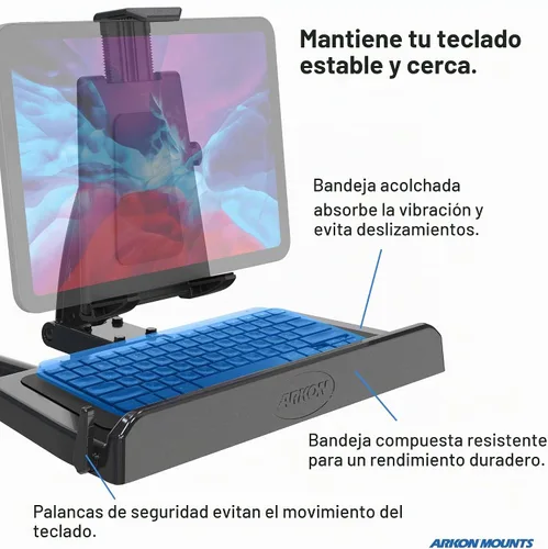 Vista 3 de ARKON Soporte para tablet y teclado para coche Soporte para tableta para coche Durabilidad de grado profesional Fácil instalación Bandeja