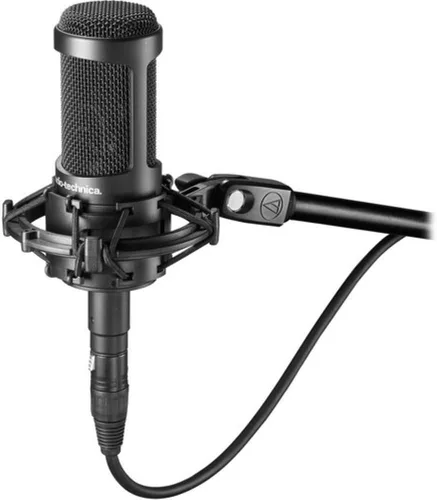 Vista 3 de Audio-Technica AT2050 Micrófono condensador multipatrón incluido con brazo de micrófono + filtro de pantalla de viento + cable XLR de 20 pies + paño