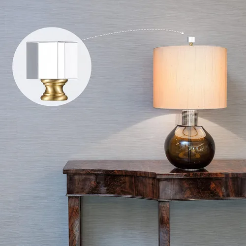 Vista 6 de 2 piezas de cubo de cristal para lámpara cuadrada transparente, perilla superior con base cromada para decoración de sombra, 1-4/5 pulgadas de alto