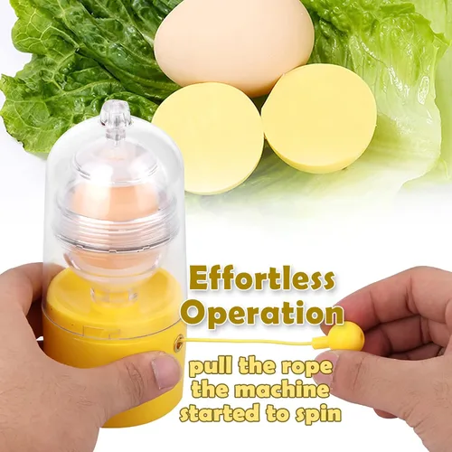 Vista 4 de Horoper Mezclador de huevos, batidor de huevos dorados a mano con cuerda de tracción, mezclador de huevos blancos y yema de huevos, herramienta