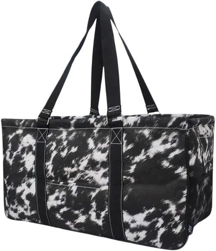 Vista 16 de NGIL Bolsa de comestibles reutilizable extra grande plegable de gran tamaño para comestibles, almacenamiento, picnic, playa, Estampado de vaca