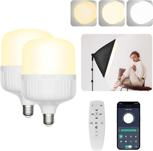 Vista 9 de EMART Bombilla de espectro completo, atenuación de 50 W, lámpara LED de 3000 K-6000 K para kit de iluminación Softbox, estudio de fotografía, hogar