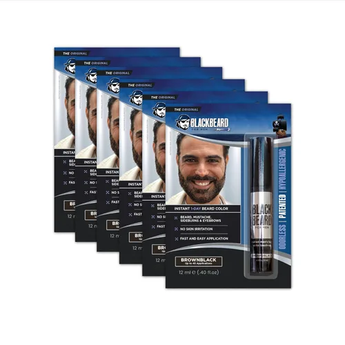 Vista 12 de Barbanegra para hombre, color de barba instantánea, negro, 1 paquete 1-Day Temporary Facial Hair Tint, Beard, Mustache, Eyebrow, Sideburns