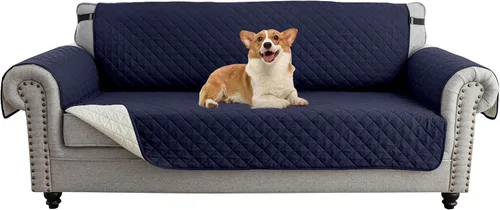 Vista 36 de UNBBRRL Funda de sofá reversible para perros y gatos, funda impermeable para muebles para mascotas y niños, protector de sofá con correas elásticas