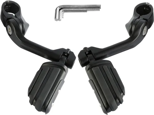 Vista 24 de TCT-MOTORPARTS Estriberas de pie de carretera de montaje largo para Harley Electra Glide, todo con protectores de motor de 1-1/4 pulgadas 1.25 Negro