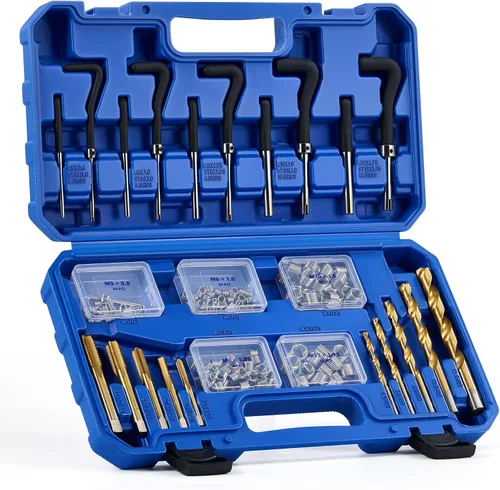 Vista 16 de Kit de reparación de roscas Helicoil de Orion Motor Tech, juego de herramientas de reparación de roscas de 1/4"-20 con broca HSS y 30 insertos