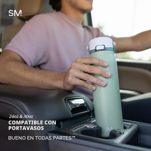 Vista 4 de Simple Modern Mesa Sport Botella de Agua con Tapa de Sorbo Cubierta Botella de Acero Inoxidable Aislada de 24oz Compatible con Portavasos