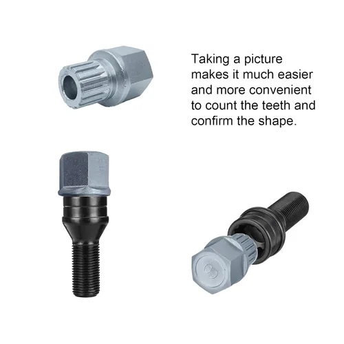 Vista 3 de Llave de bloqueo de rueda de acero cromado para Volkswagen, llave de tornillo antirrobo para tuerca compatible con VW (52)
