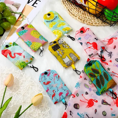 Vista 3 de Shappy 34 bolsas de comestibles reutilizables con diseño floral, bolsas plegables de nailon lavables, bolsas de compras extragrandes lindas