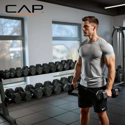 Vista 5 de CAP 280 LB, 550 LB, 1200 LB Dumbbell Set with Horizontal 2-3 Tier Rack, Rubber Hex Free Weights, Home Gym Weight Set for Strength Training