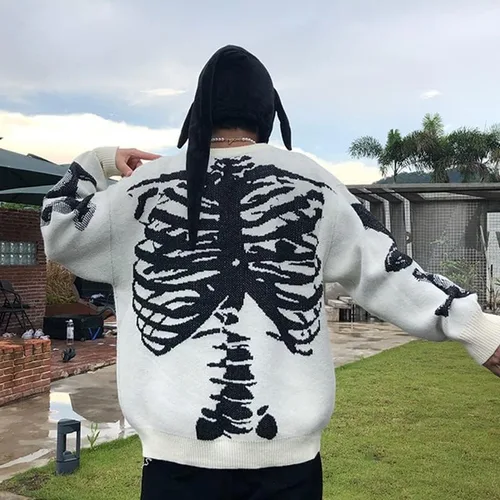 Vista 2 de Y2K - Sudadera de esqueleto grunge de gran tamaño, de manga larga, con diseño de hadas, estilo Harajuku, ropa vintage