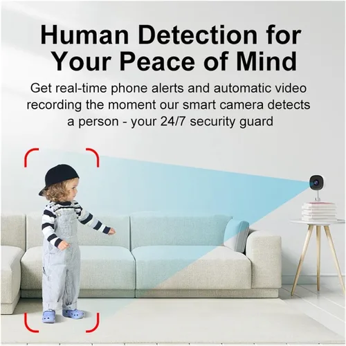 Vista 5 de 1080P WiFi Indoor Smart Home Security Camera, Human Motion Detection Auto Tracking Night Vision Audio Recording Cam EU