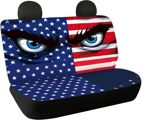 Vista 19 de AFPANQZ Funda protectora para asiento trasero de automóvil, con bandera patriótica estadounidense, solo para asiento trasero de automóvil, camión