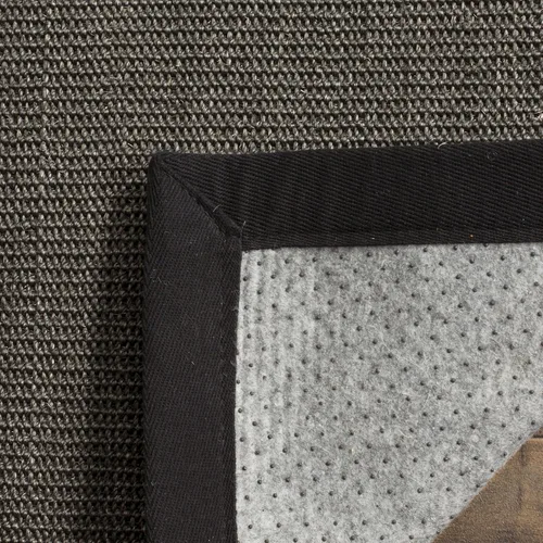 Vista 5 de Alfombra de sisal Safavieh, de color maíz y negro, tejida a mano, de la colección de fibras naturales; 5 x 8 pulgadas, NF441A, Tela, Gris / Gris