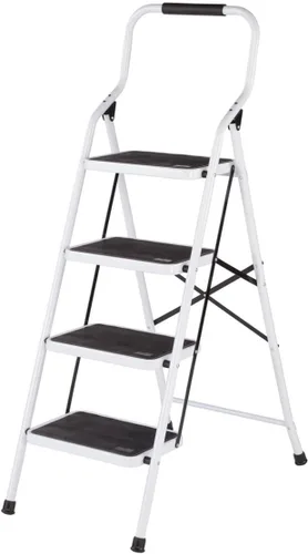 Vista 10 de LivingSURE Combo de taburete de escalera de 3 escalones con asa, taburete plegable antideslizante, escalera de pedal extra ancha resistente