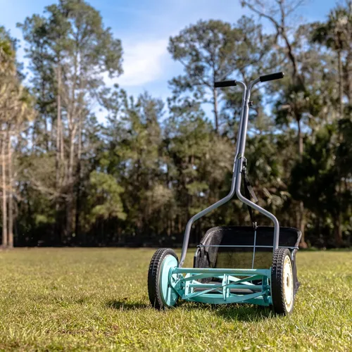 Vista 83 de American Lawn Mower Company 1204-14 Cortacésped de carrete de empuje de 4 hojas de 14 pulgadas, color rojo