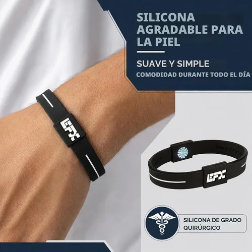 Vista 6 de EFX Pulsera de equilibrio de rendimiento, pulsera de silicona para atletas Negro/Azul