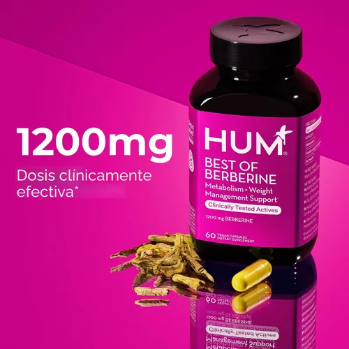 Vista 3 de HUM Mejor suplemento de berberina 1200 mg, potencia pura para el bienestar metabólico, salud intestinal, suplementos puros de berberina mejorados