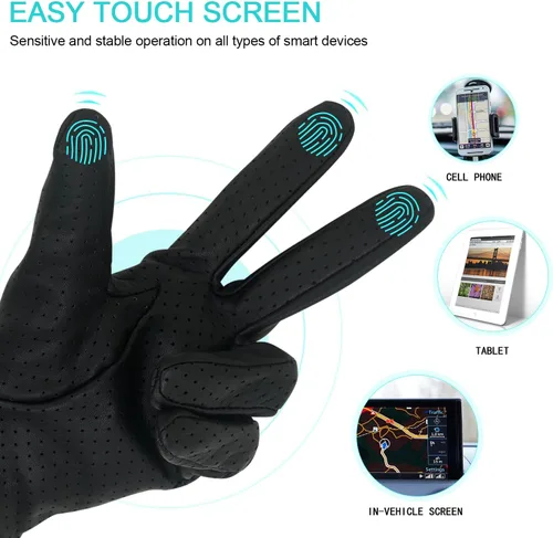 Vista 3 de ZLUXURQ Guantes de conducción de cuero de malla completa para hombre, sin forro, suave y fina piel de cordero italiana