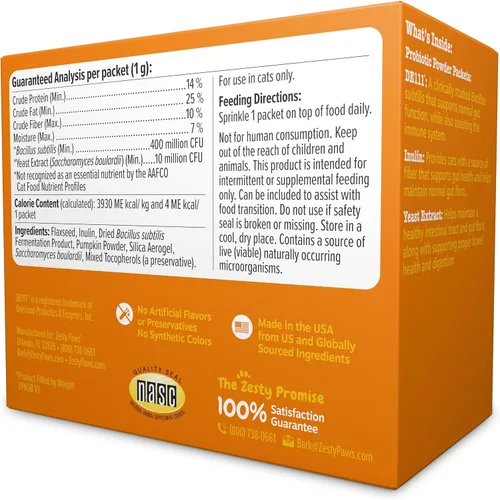 Vista 5 de Zesty Paws Probióticos para Gatos - Complemento en Polvo para la Comida para la Digestión y el Soporte del Sistema Inmunológico del Bioma Felino