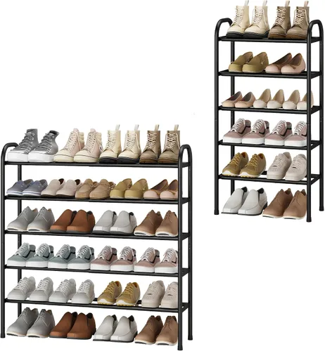 Vista 9 de STO STO Organizador de zapatos expandible, zapatero de metal de 1 nivel para armario, hasta 8 pares de almacenamiento ajustable para entrada