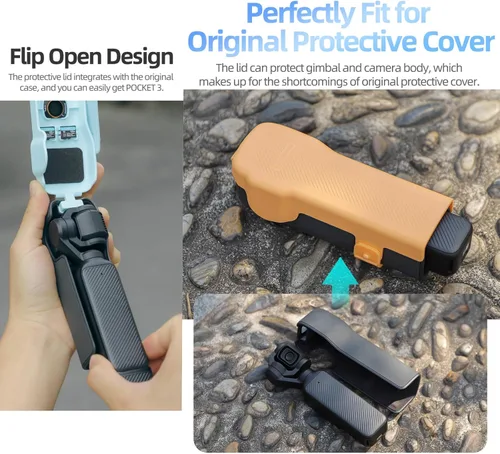 Vista 2 de Taoke Funda protectora con cordón compatible con DJI Osmo Pocket 3 (azul) Tapa de almacenamiento para filtros y lente gran angular, cardán