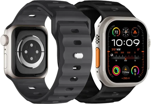 Vista 10 de Correa deportiva compatible con Apple Watch Ultra 2 Band de 1.929 in 1.811 in 1.772 in 1.732 in 1.654 in para hombres, correas de silicona suave