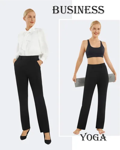 Vista 2 de AFITNE Pantalones de vestir para mujer de 27293133 pulgadas, pierna recta, elásticos, con bolsillos con cremallera