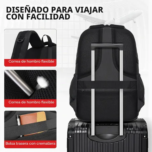 Vista 5 de Mochila para estudiantes adolescentes, material encriptado, múltiples compartimentos y mochila de gran capacidad con bolsillos antirrobo, mochilas
