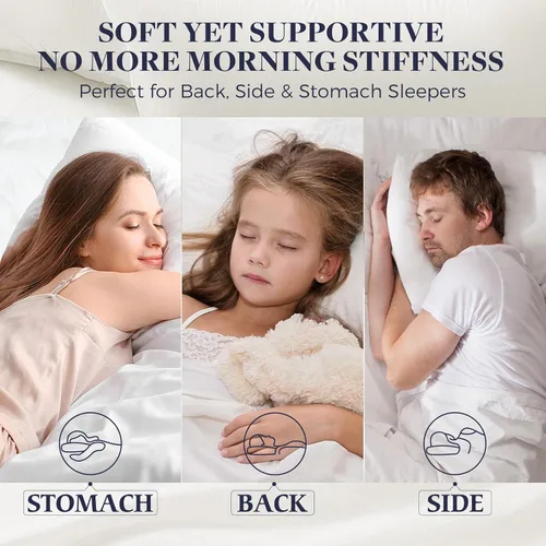 Vista 8 de Basic Beyond Almohadas de cama para dormir, juego de 2 almohadas de tamaño estándar, almohadas alternativas de plumón de lujo, color negro, 20 x 26