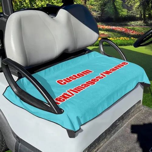 Vista 3 de AFPANQZ Toalla personalizada para cubierta de asiento de carrito de golf, añade tu texto, imagen, logotipo, nombre, protector de asiento de carrito