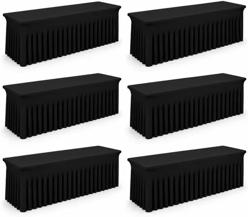 Vista 48 de Mantel rectangular de elastano negro, funda elástica ajustada para mesas rectangulares de 1,8 m, falda de mesa elástica sin arrugas para decoración