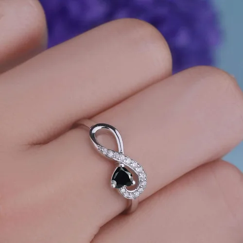 Vista 27 de Anillo Jo Wisdomo de compromiso. de plata esterlina, con corazón e infinito, anillo de amistad, para ella