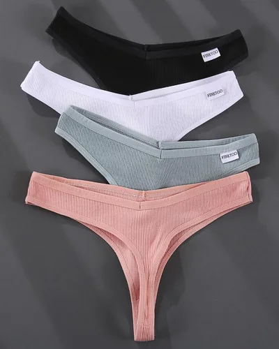 Vista 6 de FINETOO Paquete de 7 tangas para mujer, de algodón, transpirables, de tiro bajo, bragas hipster, sexy, S-XL