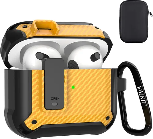 Vista 52 de Valkit Funda para Airpods Pro 2 con cerradura, funda militar de cuerpo completo para AirPod Pro rígida con llavero, funda para Airpods Pro de 2ª/1ª