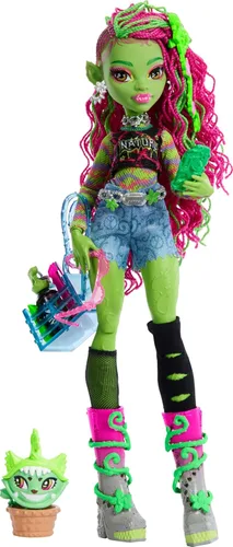 Vista 13 de Muñeca Monster High, Abbey Bominable Yeti de moda con mamífero mamut mascota y accesorios temáticos Muñeca Yeti en ropa morada peluda con mamut